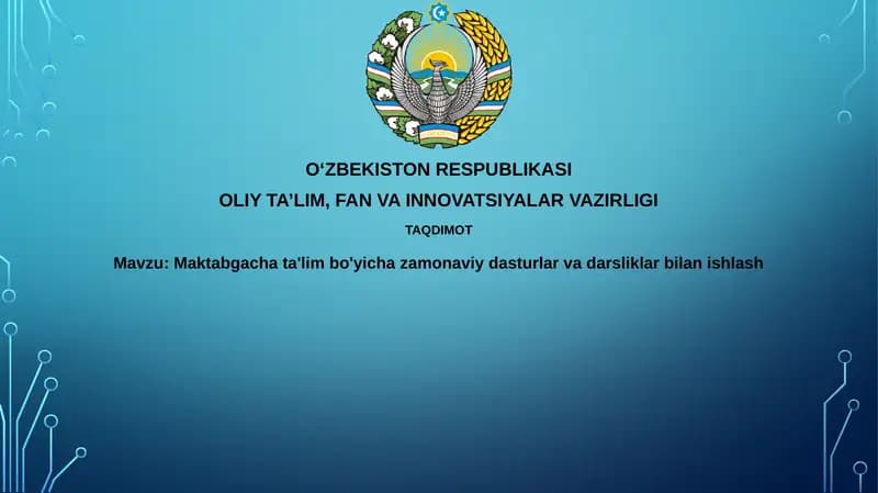 Zamonaviy dasturlar va o'quv qo'llanmalari