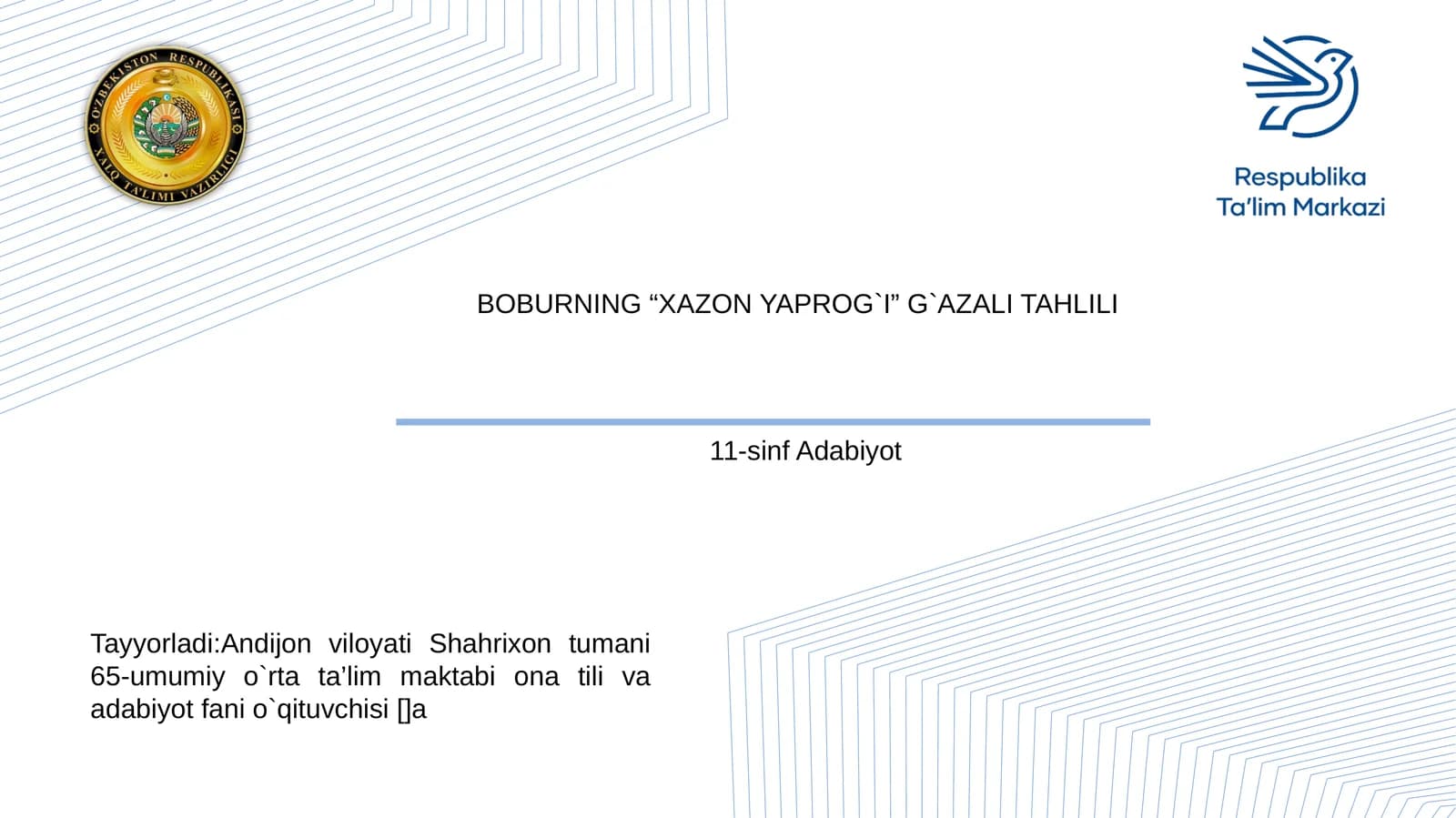 BOBURNING "XAZON YAPROG`I" G`AZALI TAHLILI