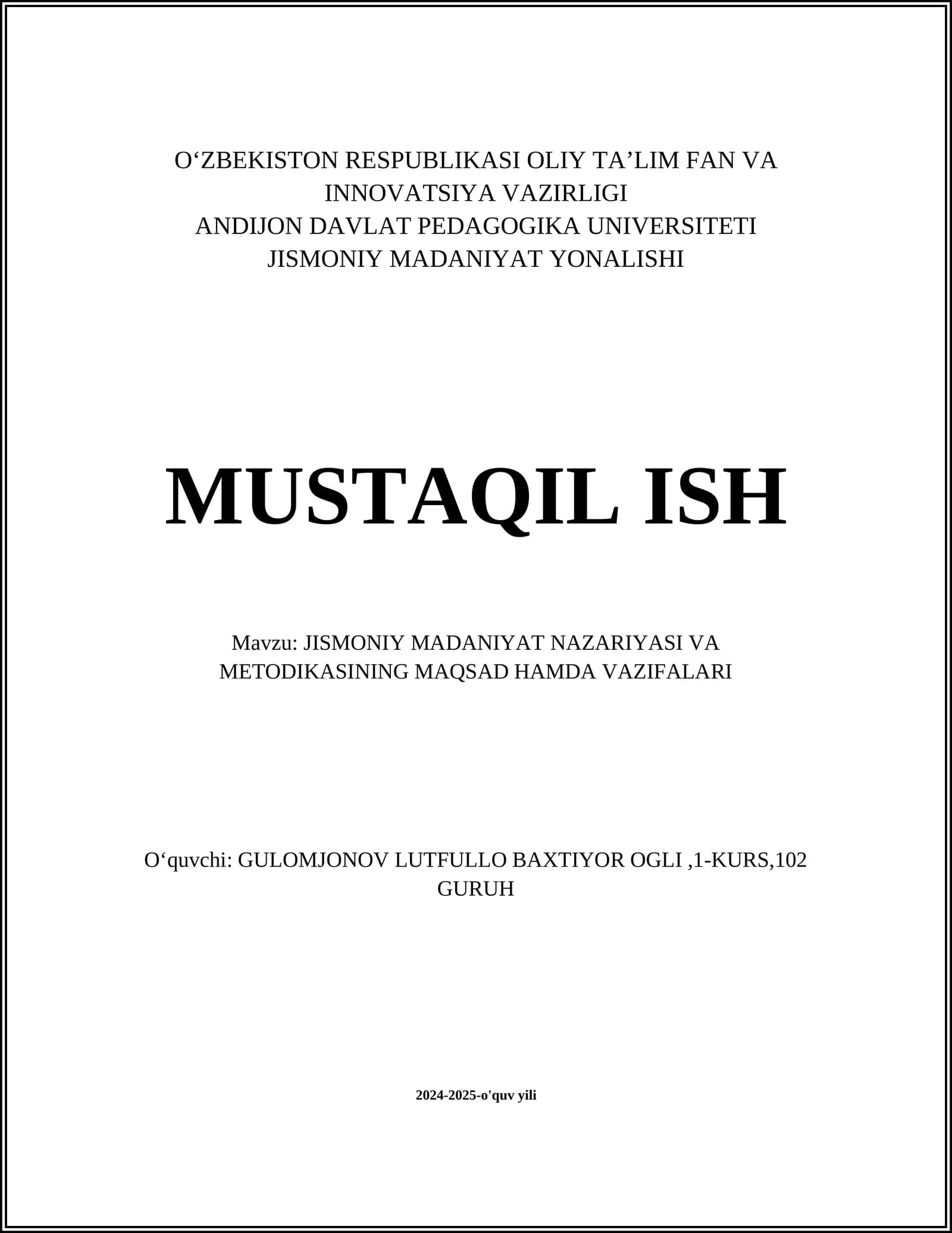 Jismoniy Madaniyat Nazariyasi