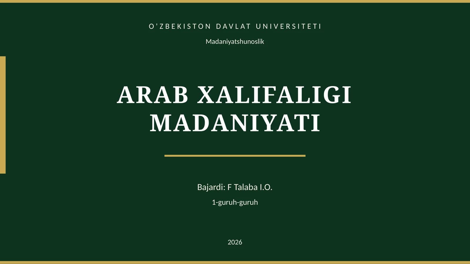 ARAB XALIFALIGI MADANIYATI