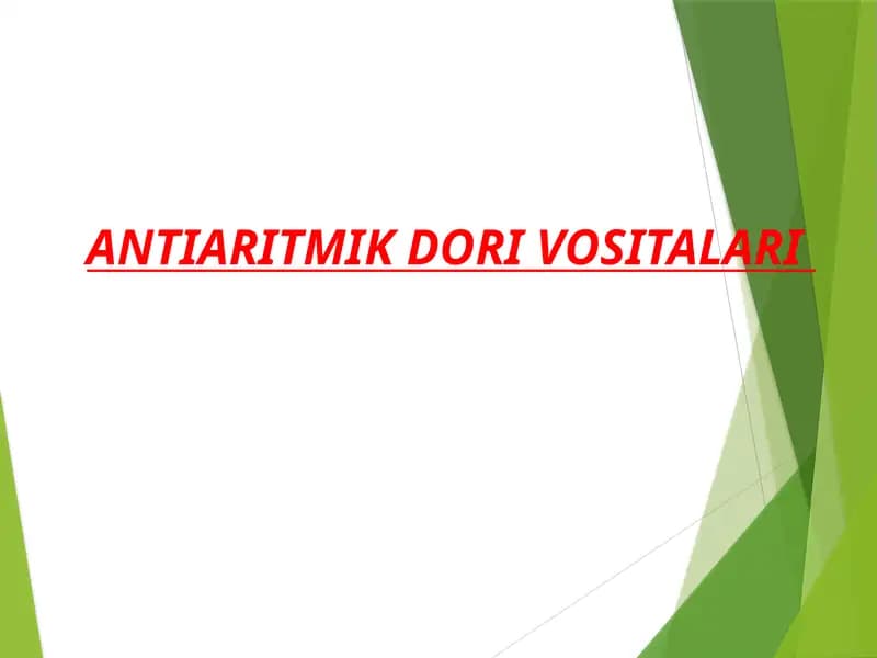 ANTIARITMIK DORI VOSITALARI