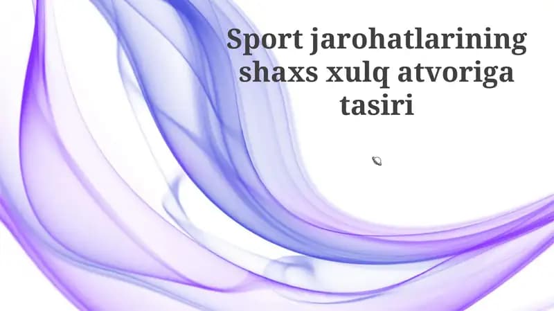 Sport jarohatlarining shaxs xulq atvoriga tasiri