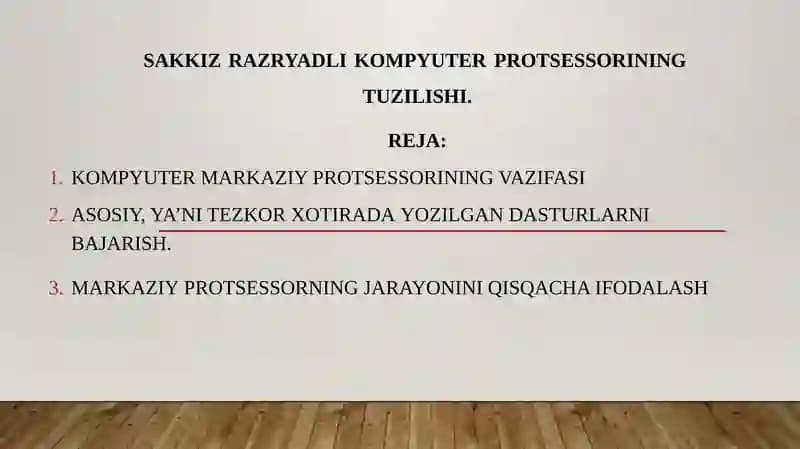 Kompyuter markaziy protsessorining vazifasi