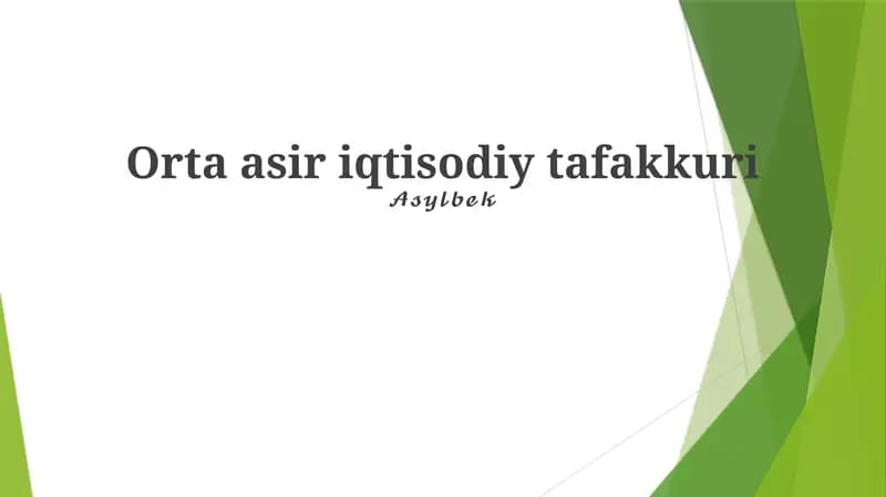 Orta asir iqtisodiy tafakkuri