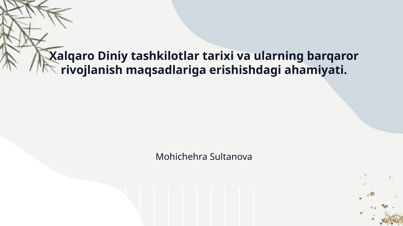 Xalqaro Diniy tashkilotlar tarixi va ularning barqaror rivojlanish maqsadlariga erishishdagi ahamiyati