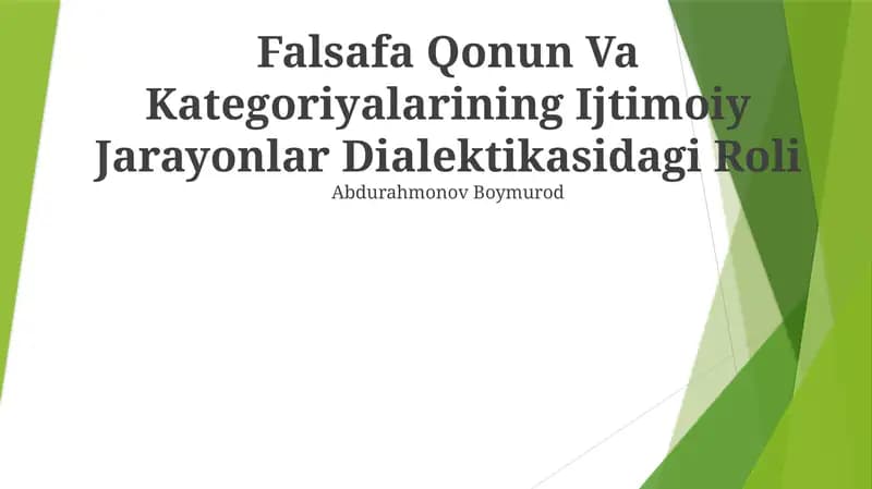 Falsafa Qonun Va Kategoriyalarining Ijtimoiy Jarayonlar Dialektikasidagi Roli