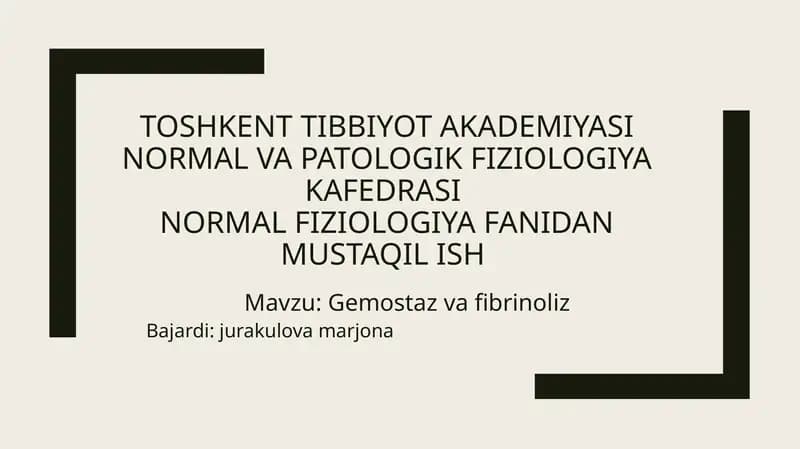 Gemostaz vafibrinoliz