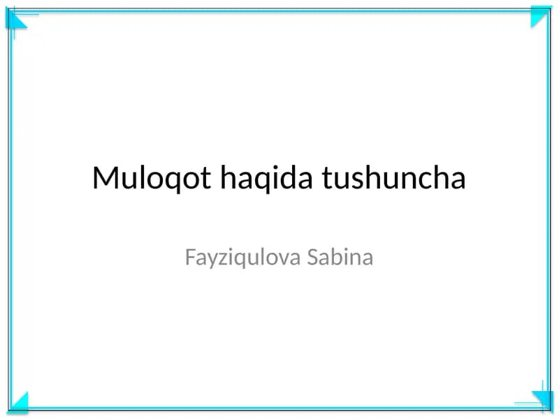 Muloqot haqida tushuncha