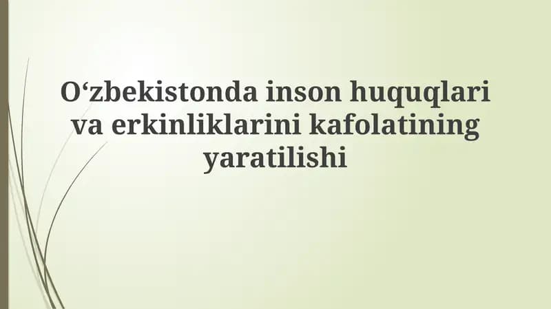 O'zbekistondagi inson huquqlari va erkinliklarini yaratilishi