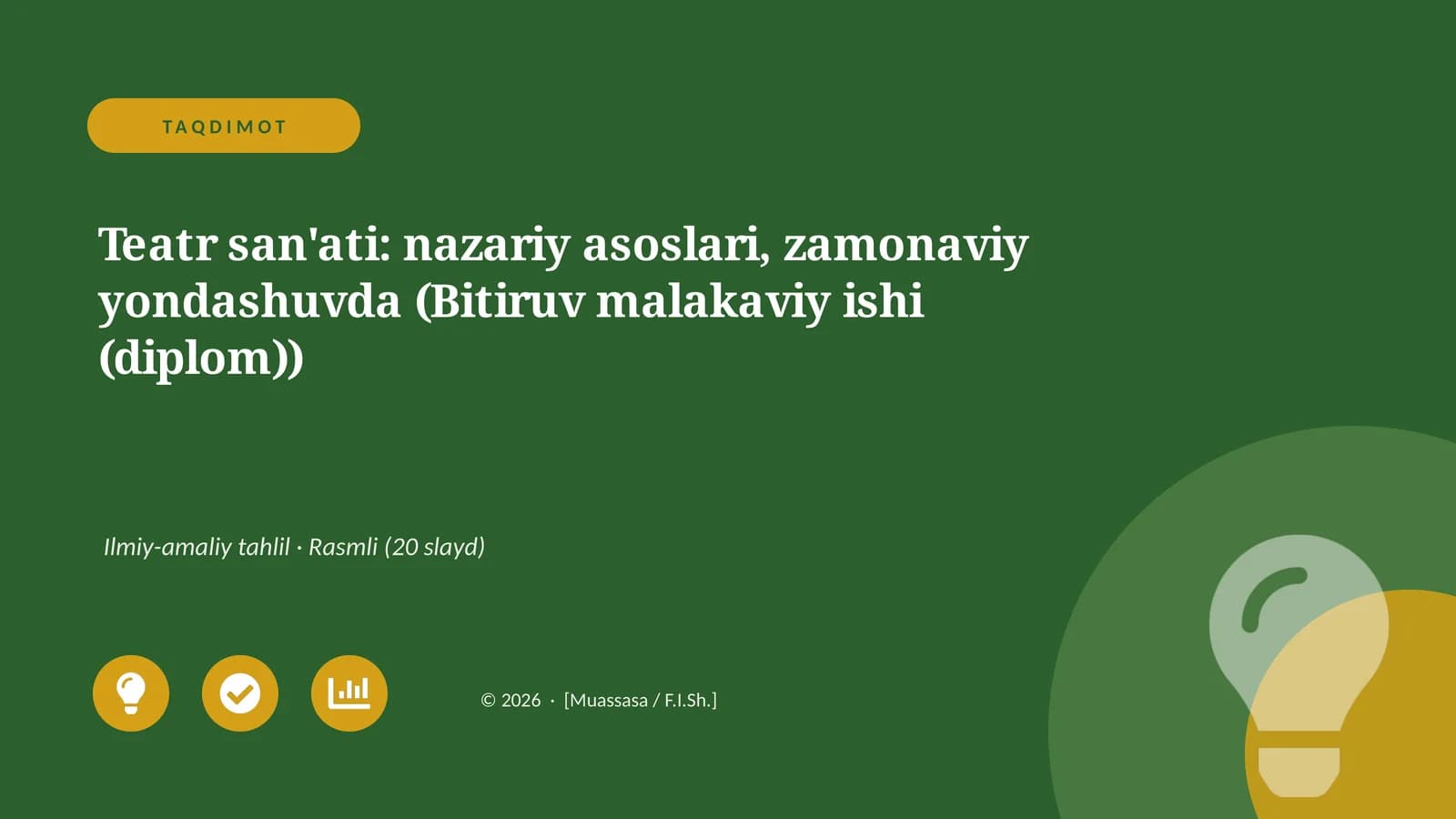 Teatr san'ati: nazariy asoslari, zamonaviy yondashuvda (Bitiruv malakaviy ishi (diplom))
