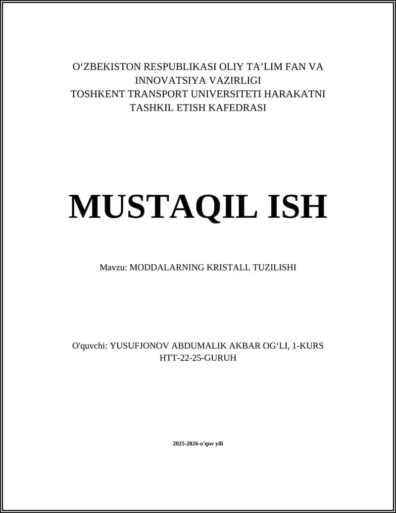 MODDALARNING KRISTALL TUZILISHI