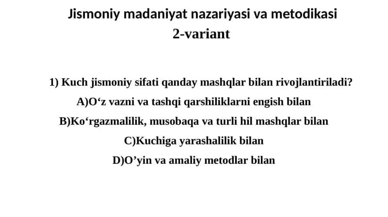 Jismoniymadaniyat nazariyasi va metodikasi