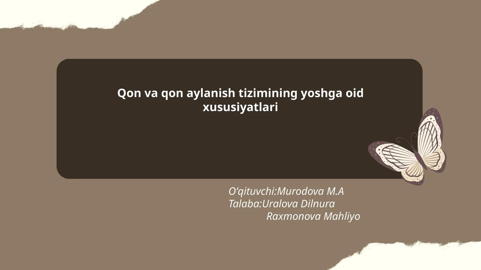 Qon va qon aylanish tizimining yoshga oid xususiyatlari