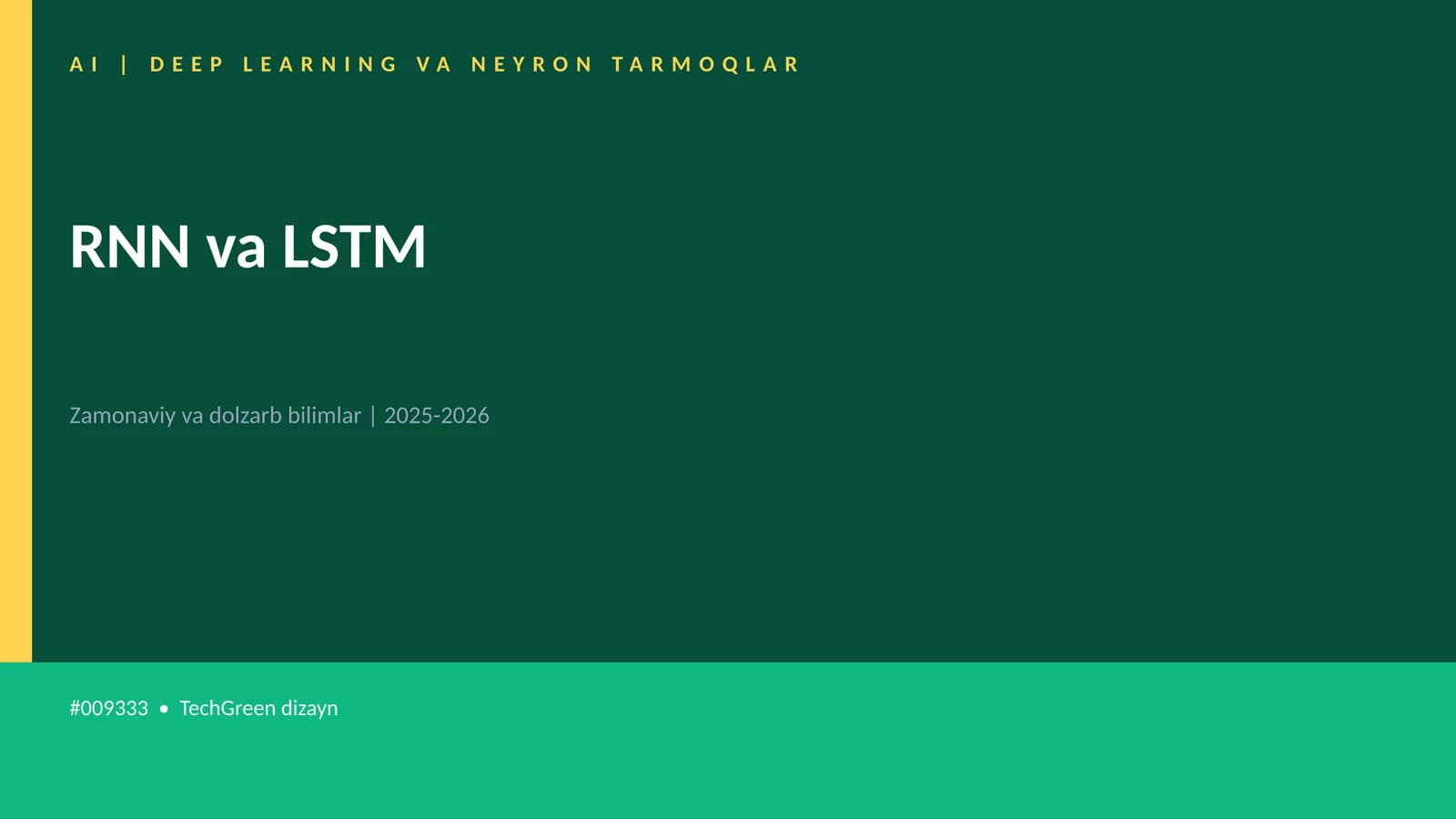 AI | DEEP LEARNING VA NEYRON TARMOQLAR