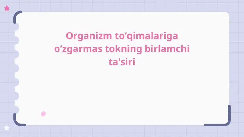 Organizm toʻqimalariga oʻzgarmas tokning birlamchi ta'siri