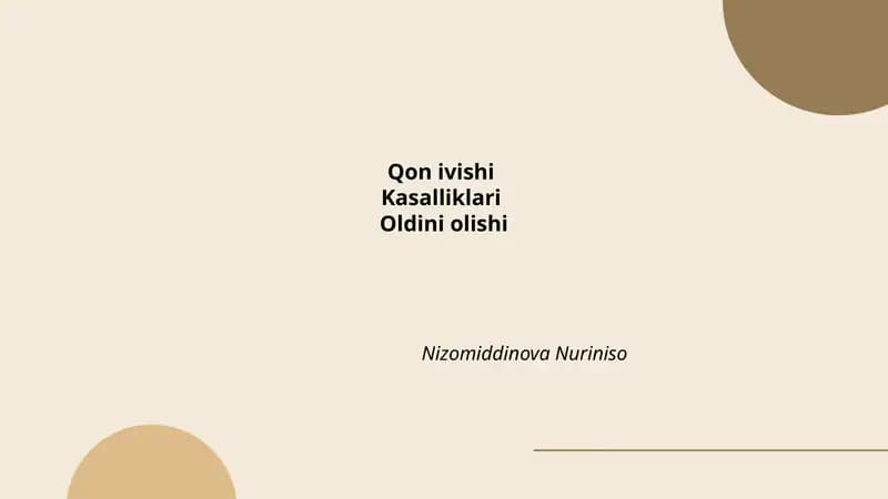 Sog'lom ovqatlanish va qon ivishi kasalliklari oldini olish