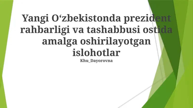 Mirziyoyevning sogʻliqni saqlash islohotlari