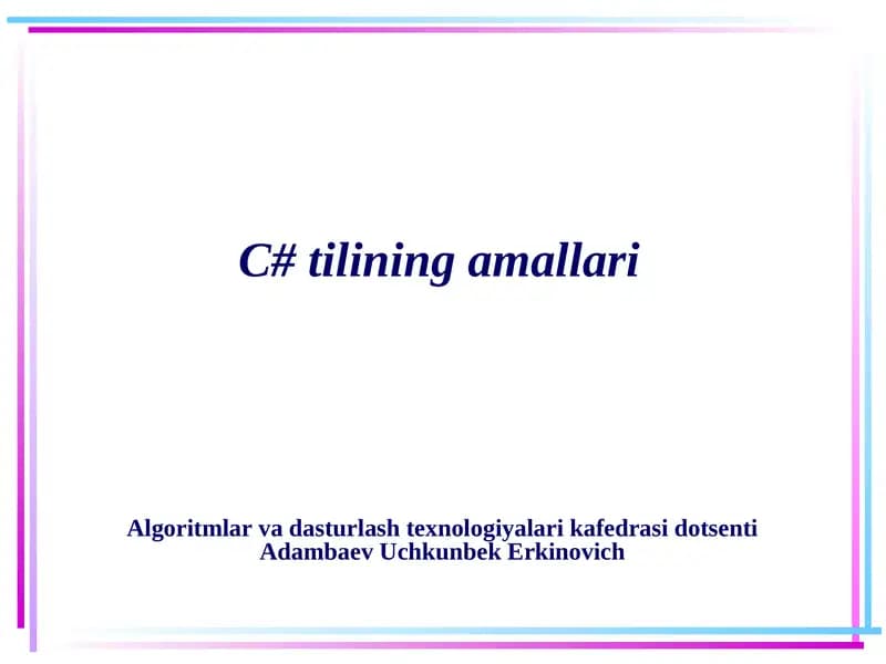 C# Tilining Amallari