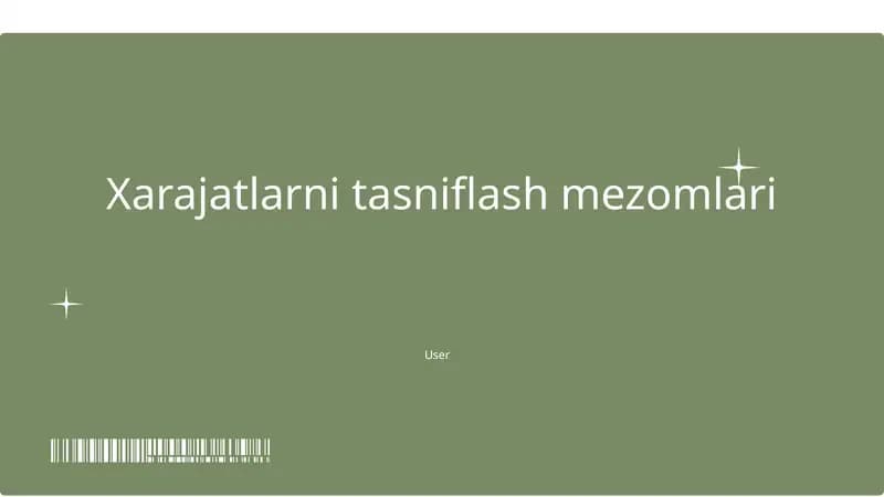 Xarajatlarni tasniflash mezomlari