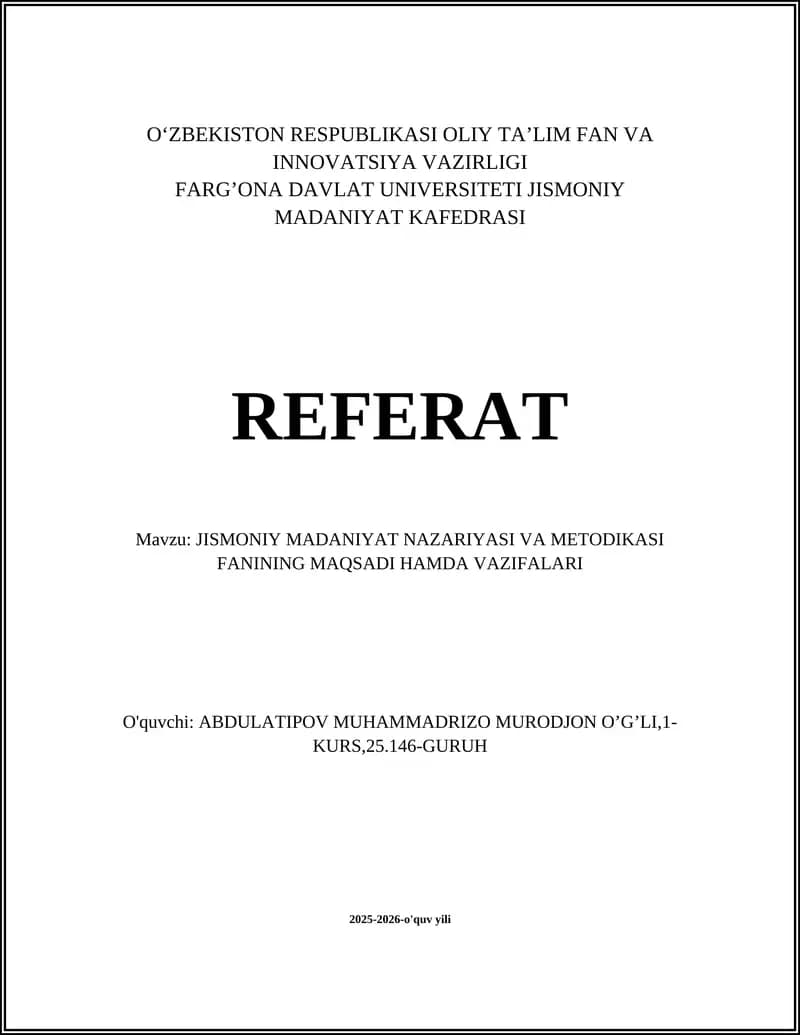 Jismoniy madaniyat nazariyasi va metodikasi