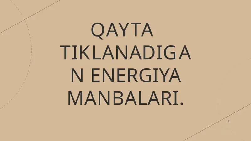 Qaytatiklanadigan energetika manbalari