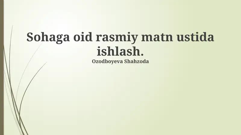 Ofatga oid rasmiy matnlar: Kirish