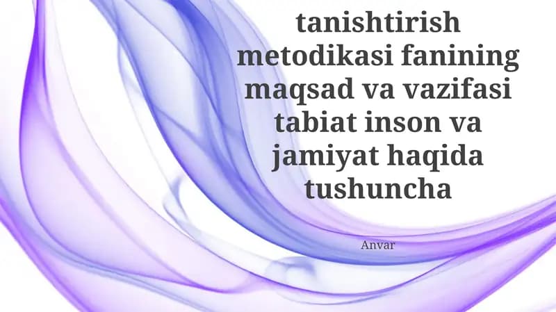 Maktabgacha ta'limda Tabiat bilan tanishtirish metodikasi