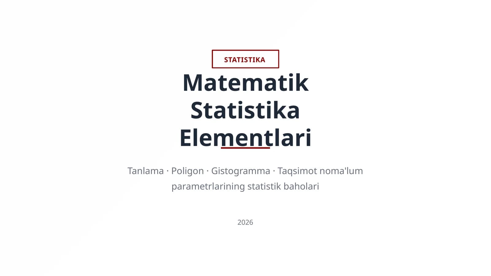 Matematik Statistika Elementlari
