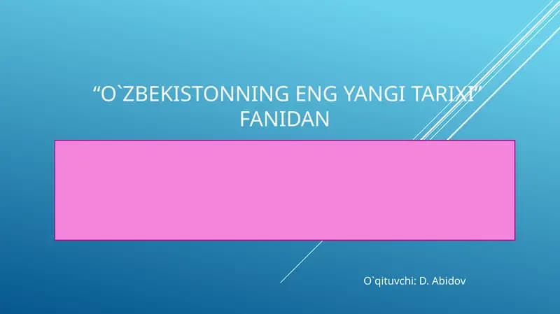 O`zbekistonning eng yangi tarixi