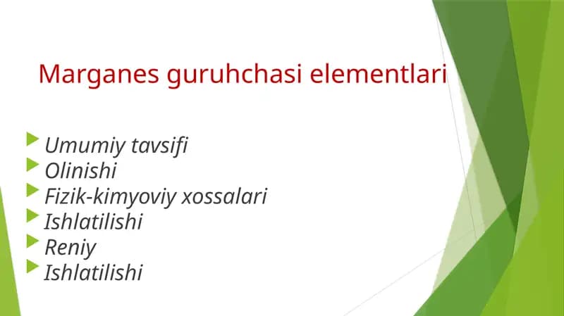 Marganes guruhchasi elementlari