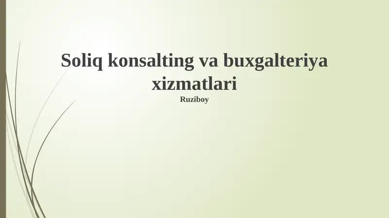 Soliq konsalting va buxgalteriya xizmatlari