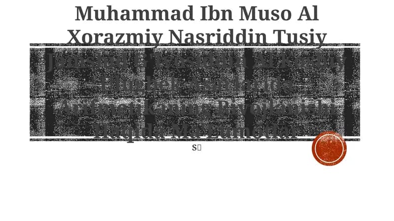 Muhammad Ibn Muso Al Xorazmiy Nasriddin Tusiy Jamshid G'Iyosiddin Al Koshiy Ulugbek Asarlarida Arifmetikaning Rivojlanishi Haqida Ma'Lumotlar