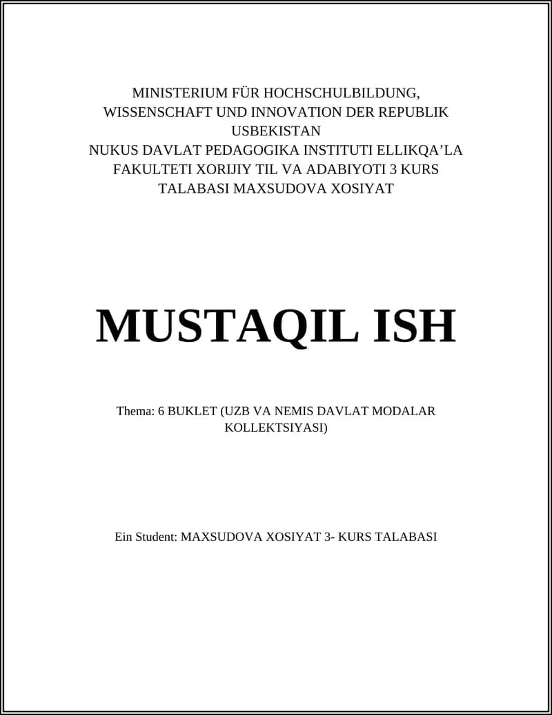 6 BUKLET (UZB VA NEMIS DAVLAT MODALAR KOLLEKTSIYASI)