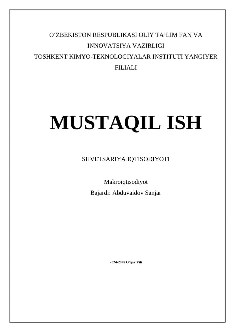 Shvetsariya iqtisodiyoti