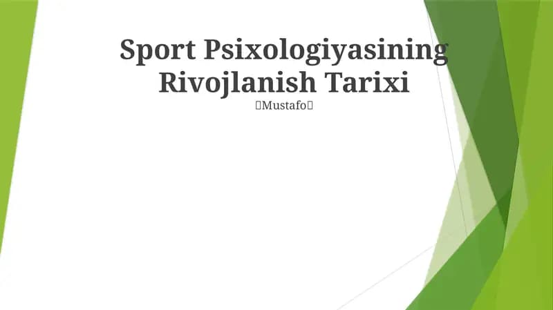 Sport Psixologiyasining Rivojlanish Tarixi