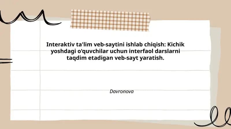 Interaktiv ta'lim veb-saytini ishlab chiqish