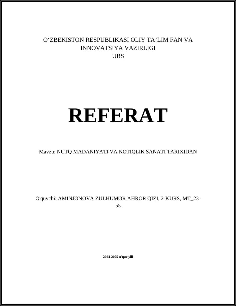Nutq Madaniyati va Notiqlik San'ati Tarixidan