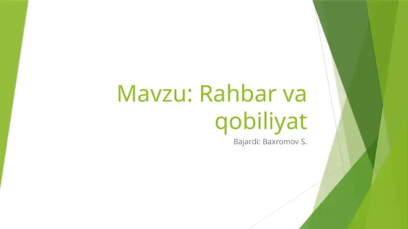 Rahbar va qobiliyat