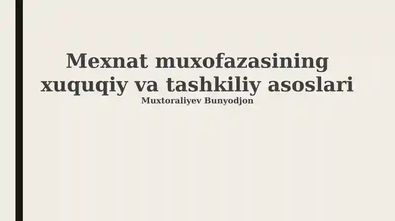Mexnat muxofazasining xuquqiy va tashkiliy asoslari