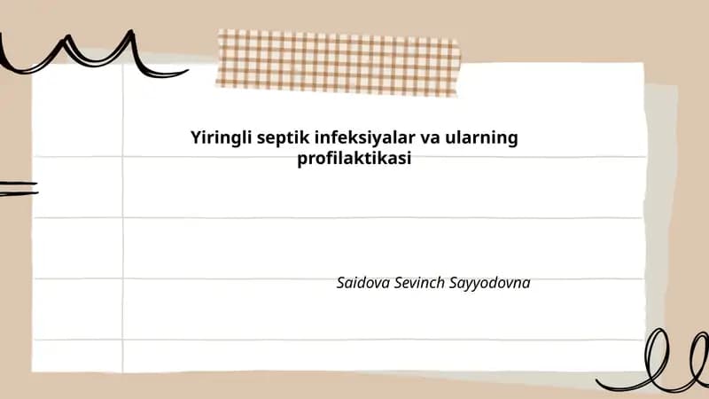 Yiringli septik infeksiyalar va ularning profilaktikasi