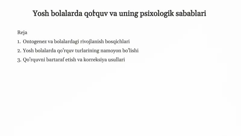 Ontogenez va bolalardagi rivojlanish bosqichlari
