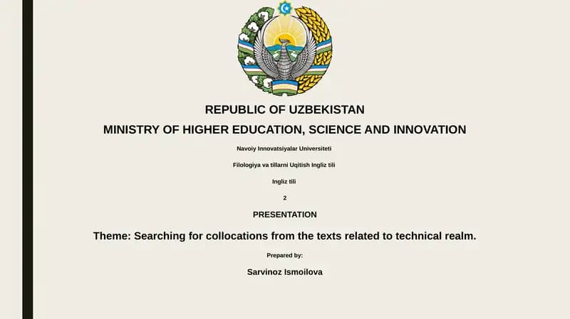 Searching for collocations from the texts related to technical realm