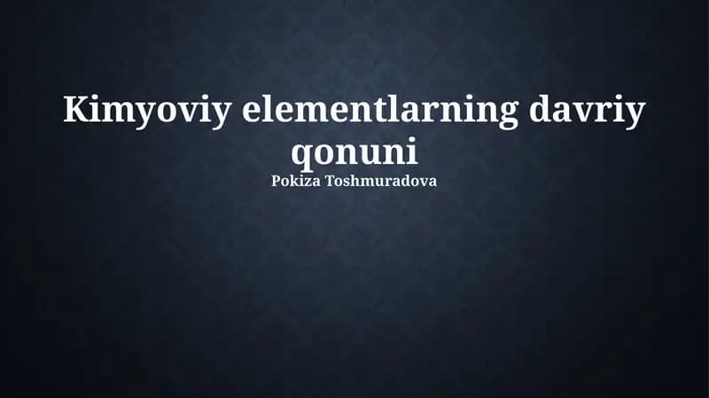 Kimyoviy elementlarning davriy qonuni