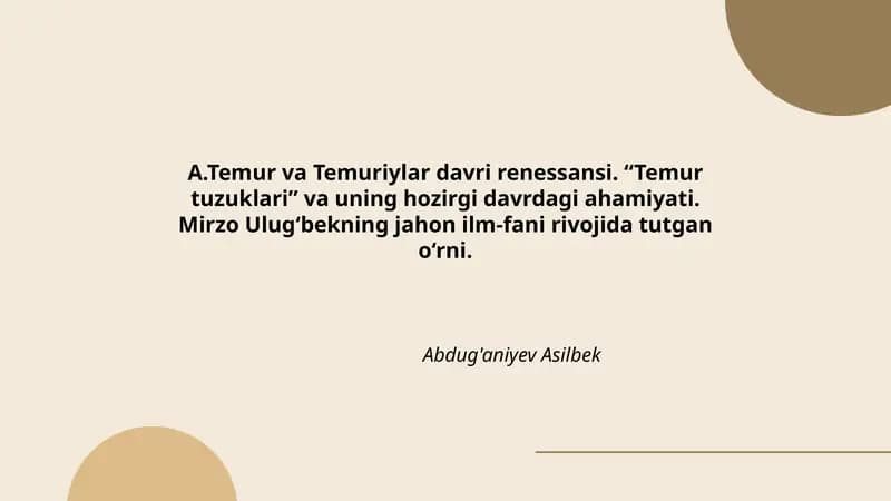 Temur va Temuriylar davri renessansi
