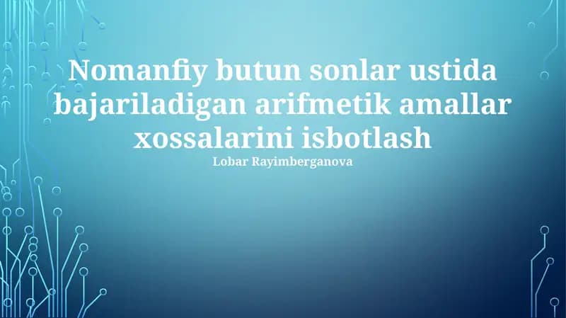 Arifmetik amallar va butun sonlar