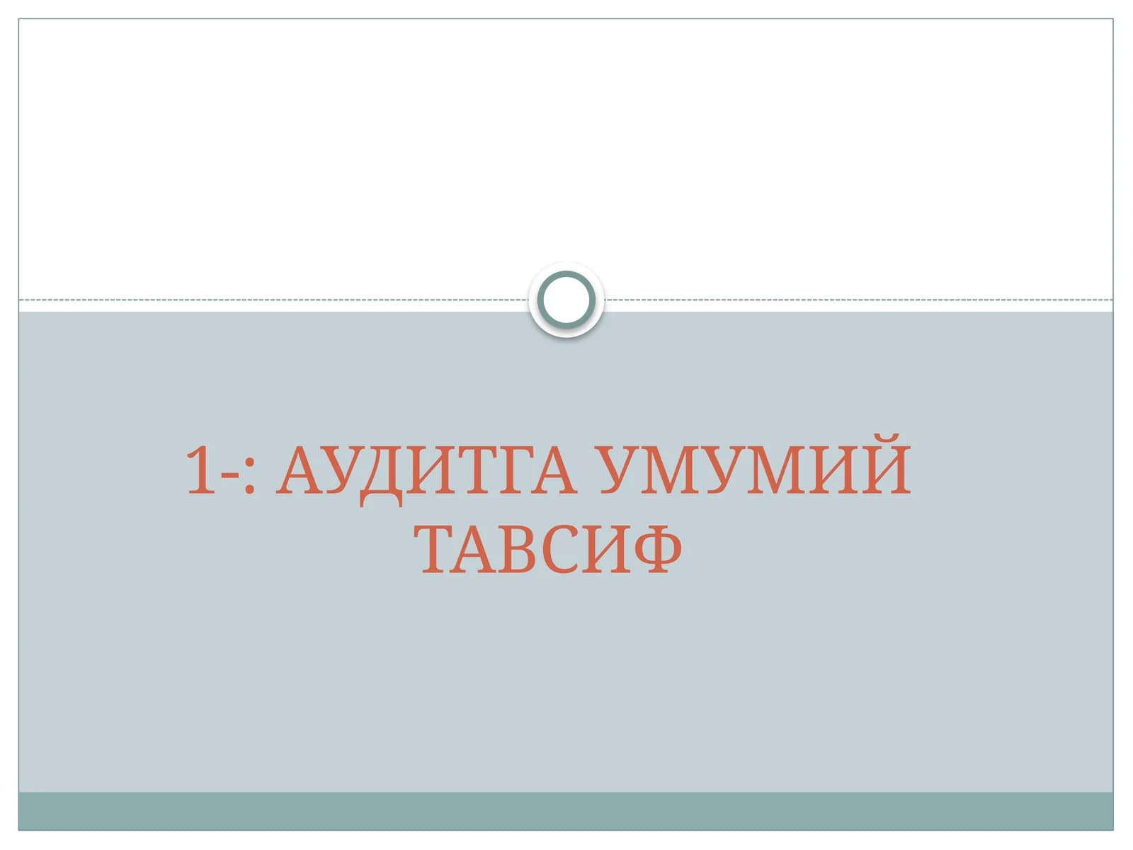 АУДИТГА УМУМИЙ ТАВСИФ
