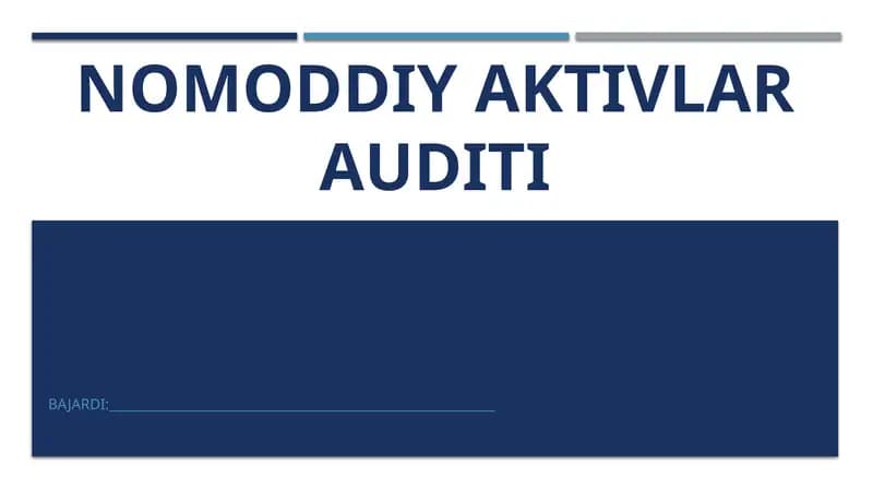 Nomoddiy aktivlarga auditi