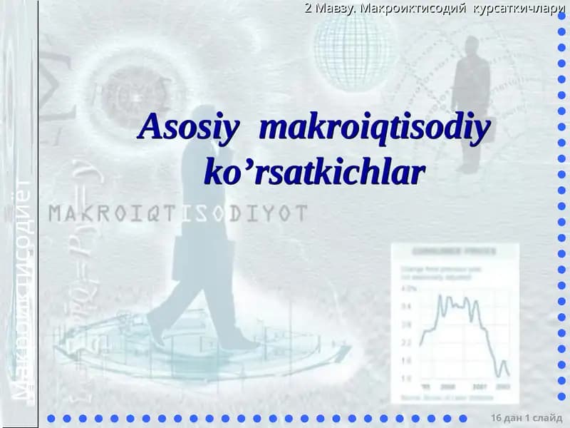 Asosiy  makroiqtisodiy ko’rsatkichlar
