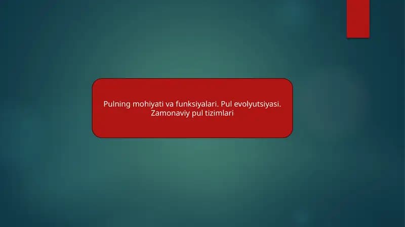 Pulning mohiyati va funksiyalari