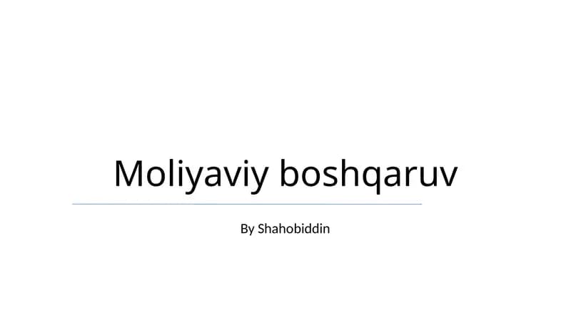 Moliyaviy boshqaruv
